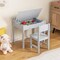 Costway Toddler Craft Table & Chair Set Kids Art Crafts Table withPaper Roll Holder Grey/White